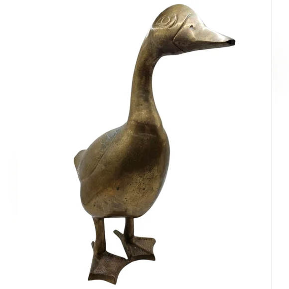 Vintage Brass Goose Figurine, 17" Tall - Picture 6 of 8